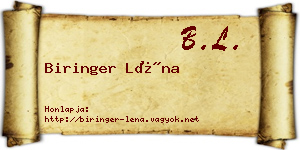 Biringer Léna névjegykártya